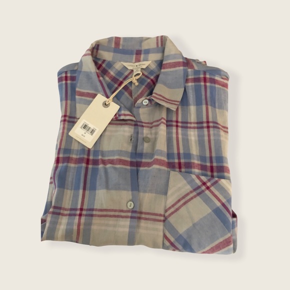 Lucky Brand Classic Plaid Short Sleeve Shirt M NWT - Picture 9 of 10